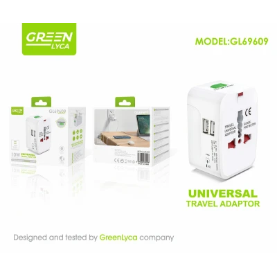 Adaptateur de Voyage Universel GL69609 avec Double USB 2.1A
