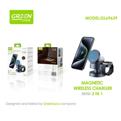 Cargador Magnético 3 en 1 GreenLyca 15W GL69639