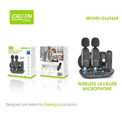 Micrófono Lavalier Doble USB-C GL69664 con Estuche de Carga