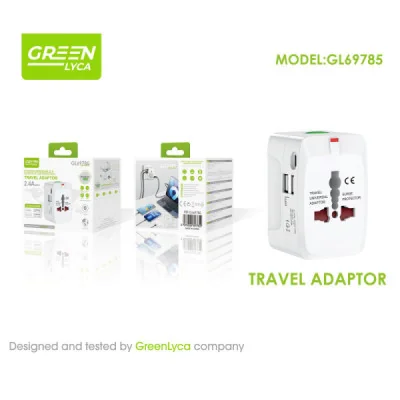 Adaptador Viaje Universal GreenLyca GL69785 USB-C + 2 USB