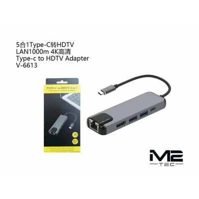 Hub USB-C 5 en 1 HDMI 4K Gigabit LAN V-6613 | M2TEC