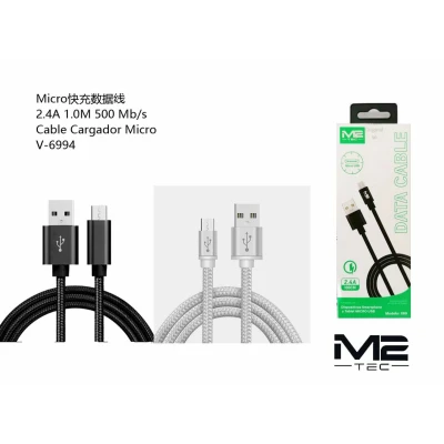 Cable Micro USB M2TEC X69 2.4A 1m Carga y Datos V-6994