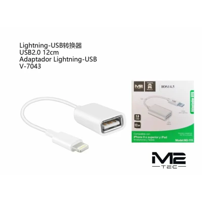 Adaptador OTG Lightning a USB 2.0 M2TEC V-7043 12cm
