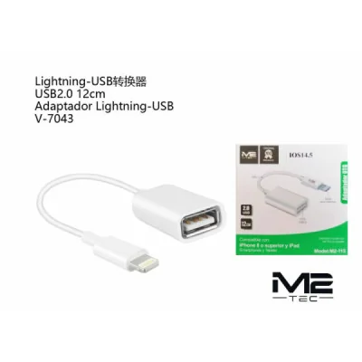 Adaptador OTG Lightning a USB 2.0 M2TEC V-7043 12cm