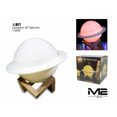 Lámpara 3D Saturno LED RGB Multicolor - Mayorista M2TEC
