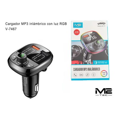 Transmisor FM Bluetooth Coche QC3.0 RGB M2-TEC V-7467
