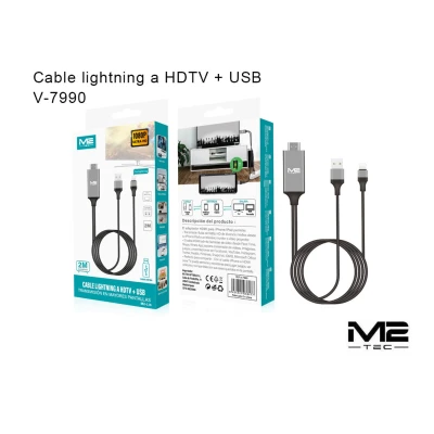 Cable Lightning a HDMI 1080P + USB 2M | M2TEC V-7990