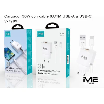 Cable USB-A a USB-C, 30 W, 6 A al por mayor | M2TEC Mayorista