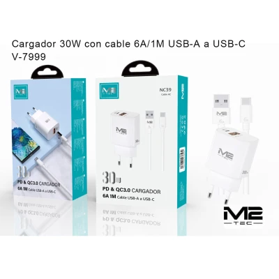 Câble USB-A vers USB-C, 30 W, 6 A - Vente en gros | M2TEC (Grossiste)