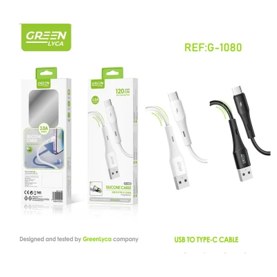 Câble Silicone Green Lyca G-1080 USB à USB-C 3A 120cm