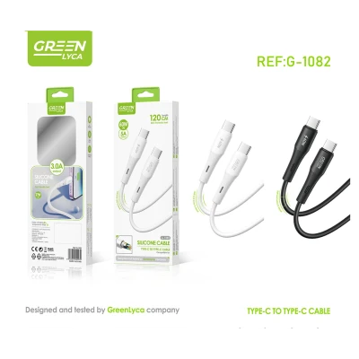 Cable Silicona USB-C a USB-C 60W 120cm Green Lyca G-1082