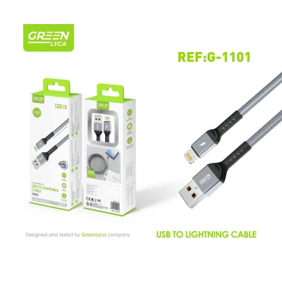 Câble USB-A vers Lightning 2,4 A, 120 cm, charge rapide et synchronisa