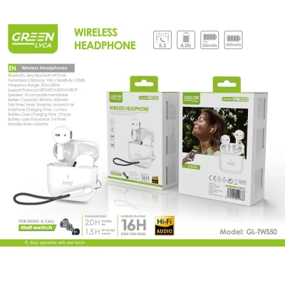 Audiculaires Green Lyca GL-TWS50 Bluetooth 5.3 Blancs