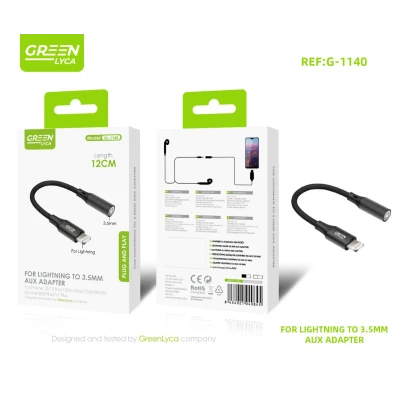 Adaptador Lightning para Jack 3.5mm Green Lyca GL-1140 12cm