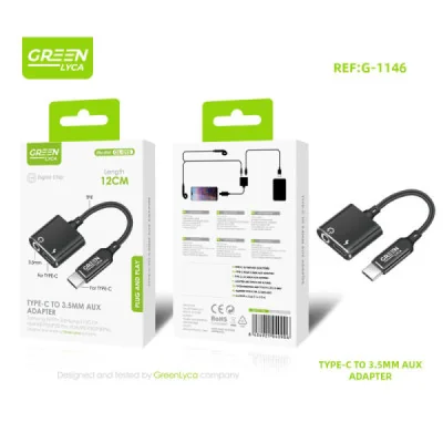 Adaptador USB-C a Jack 3.5mm y Carga Green Lyca G-1146