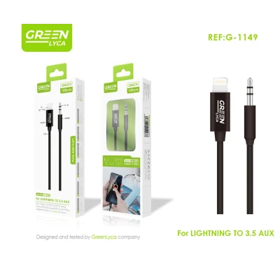 Cabo Lightning a Jack 3.5mm AUX 100cm GreenLyca G-1149