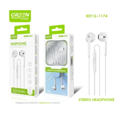 Fones de ouvido Lightning Green Lyca GL-0698 brancos | Ref. G-1174