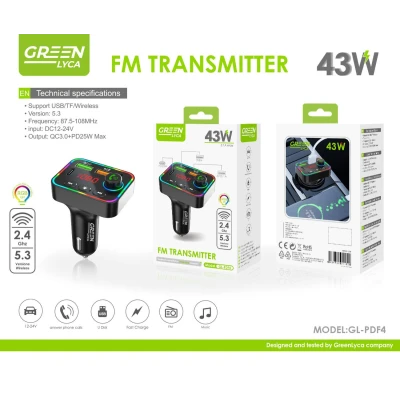 Transmisor FM GreenLyca 43W QC3.0 PD25W GL-PDF4