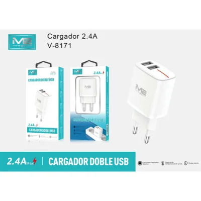 Cargador Doble USB 2.4A M2TEC V-8171 | Mayorista Electrónica
