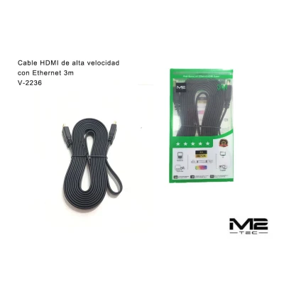 Cable HDMI 3M Plano Alta Velocidad 4K con Ethernet V-2236