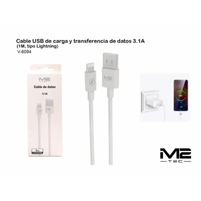 Cable Lightning 3.1A Carga y Datos 1m V-6094 | M2TEC