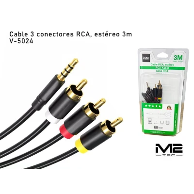 Cabo RCA de 3m no atacado | Atacadista M2TEC
