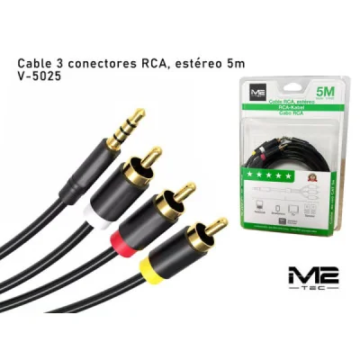 Cable Jack 3.5mm a 3 RCA Estéreo y Vídeo 5m V-5025