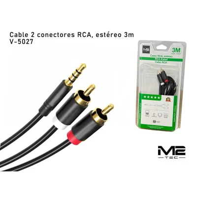 Cabo RCA de 3 m com conector 3.5mm para 2 conectores de áudio estéreo RCA...
