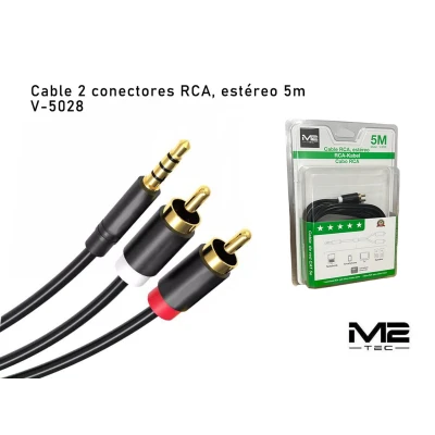 Cable Audio 3.5mm a 2RCA Estéreo 5m V-5028 | M2TEC