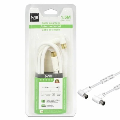Cable Antena M2TEC 1.5M Blanco Acodado Macho-Hembra