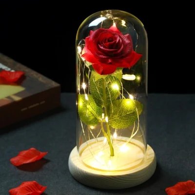 Rose éternelle avec LED en Dôme de Verre - Grossiste M2TEC