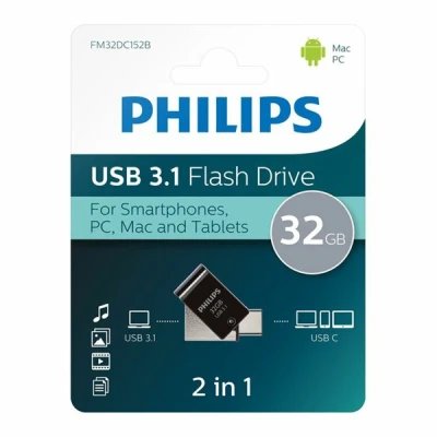 Pen drive PHILIPS USB 3.1 2 em 1 USB-C, 32 GB - Atacado | M2TEC...