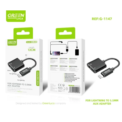 Adaptador Lightning a Jack 3.5mm e Carga G-1147 | M2TEC