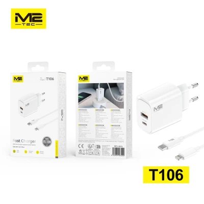 Chargeur USB-A + USB-C, 20 W, avec câble USB-C vers USB-C | Grossiste 