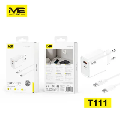 Cargador Dual USB-A/C 25W + Cable USB-C M2-TEC V-8577