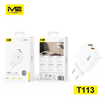 Chargeur M2TEC 30W PD USB-A + USB-C Blanc V-8579
