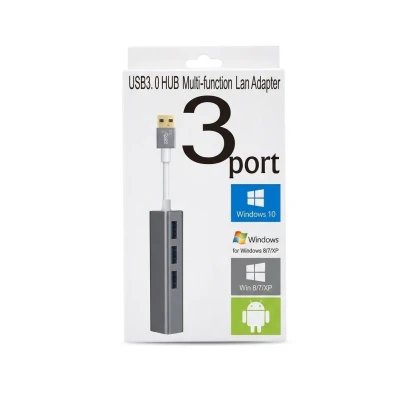 Adaptador Hub USB 3.0 V-6619 con LAN y 3 Puertos