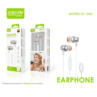 Auricular USB-C Green Lyca G-1466 Hi-Fi com Micrófono