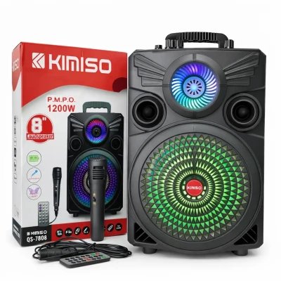Coluna portátil sem fios, com microfone, Bluetooth 5.3, potência de 300 W, TWS, bateria 18650 mAh, KIMISO QS-7808