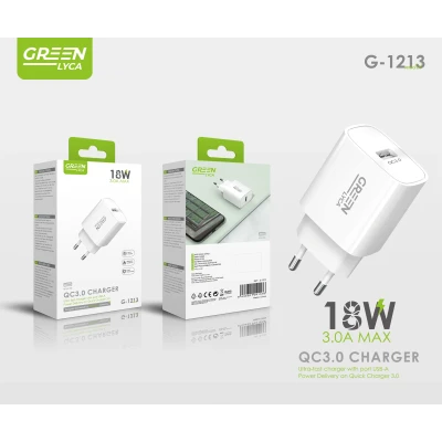 USB-A 18W Quick Charge 3.0 Green Lyca Charger G-1213