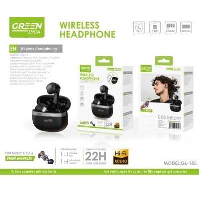 Bluetooth earphone Green Lyca GL-18S TWS B2B M2TEC