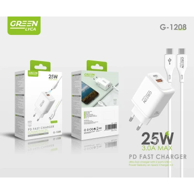 Carregador de parede PD rápido 25W GreenLyca G-1206 no atacado | Atacadista M2TEC