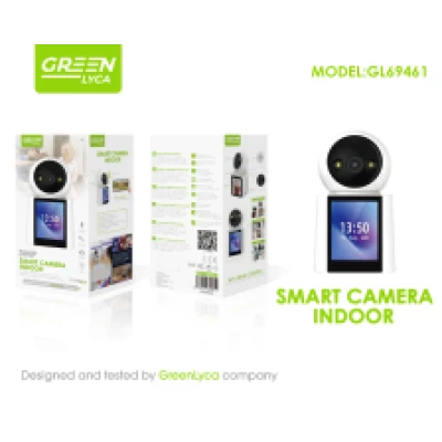 Câmera interna sem fio com rotação horizontal de 350° e inclinação de 60°, 3MP, verde, Lyca GL69461.