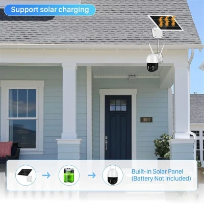 Cámara solar de bajo consumo tipo domo, 4G WiFi, 3MP HD, seguridad solar, cámara IP PTZ para exteriores, alimentada por batería. %category-name%