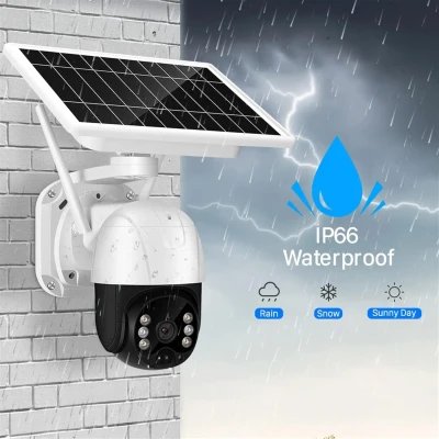 Cámara solar de bajo consumo tipo domo, 4G WiFi, 3MP HD, seguridad solar, cámara IP PTZ para exteriores, alimentada por batería. %category-name%