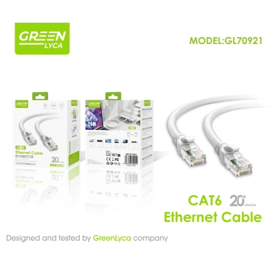 Cabo de rede CAT6E, RJ45, 10 metros, verde, Lyca, GL70921