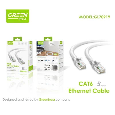 Cabo Ethernet CAT6 Green Lyca GL70919 5m 1Gbps RJ45