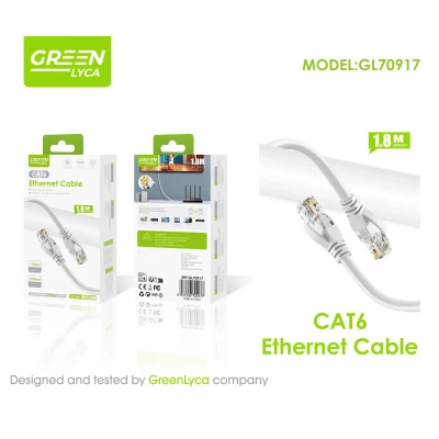 Cable Ethernet CAT6 1.8m Green Lyca GL70917 1Gbps