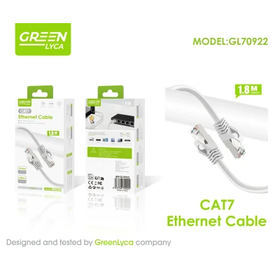 Cabo Ethernet CAT7 Green Lyca 1.8m 10Gbps GL70922