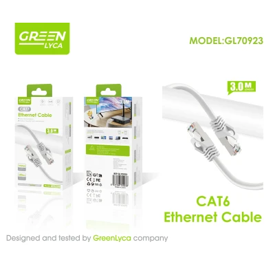 Cabo Ethernet CAT7 Green Lyca GL70923 3M 10Gbps 600MHz
